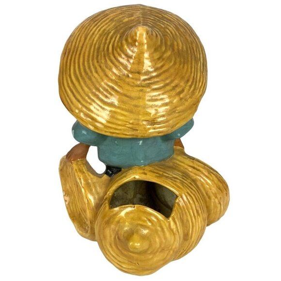 McCarty Brothers California Pottery Asian Man Planter Woven Baskets 1944 - Picture 3 of 7